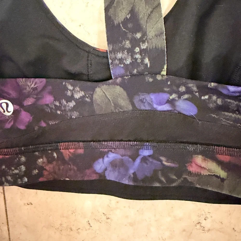 Lululemon Athletica Black Floral Sports Bra - Picture 7 of 8